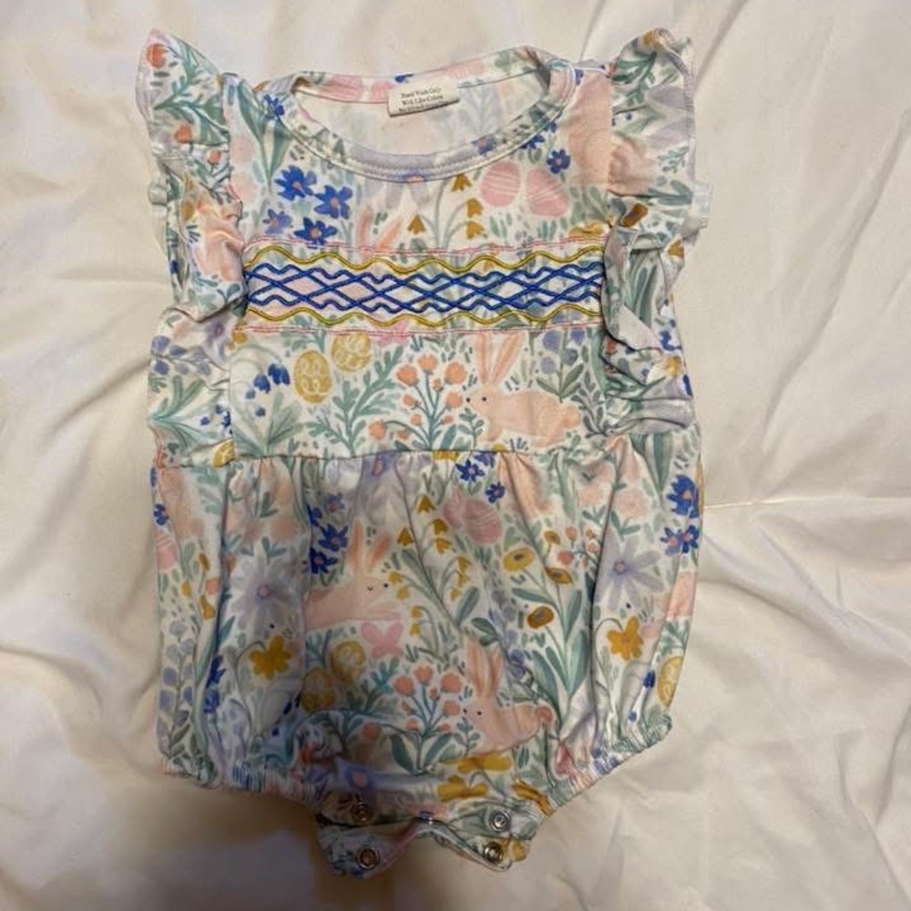 Floral Baby Romper with Ruffle Sleeves